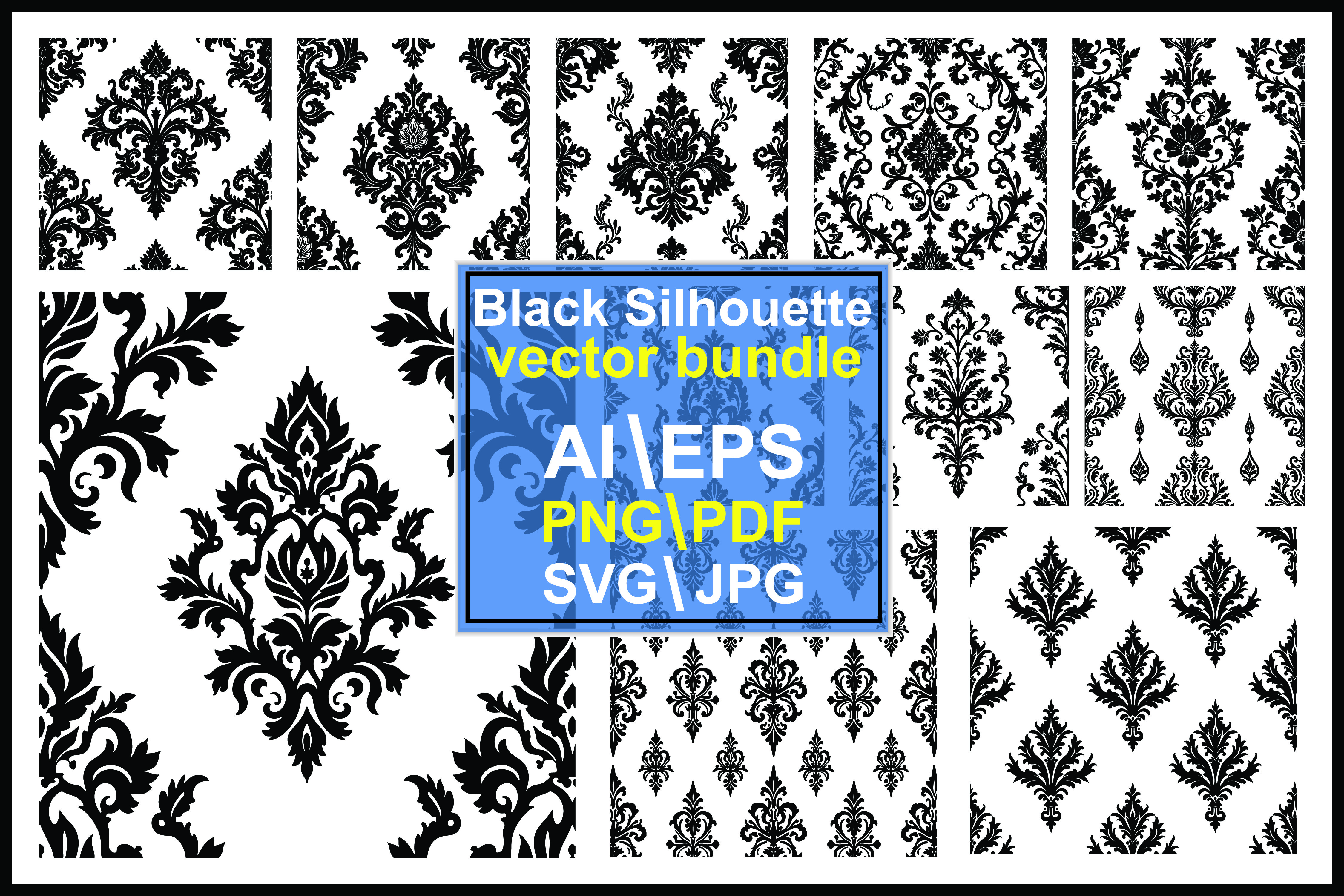 Damask Ornaments Silhouette Vector Set