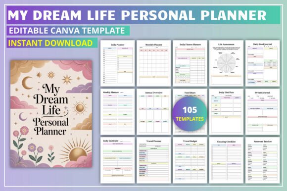 Editable My Dream Life Personal Planner