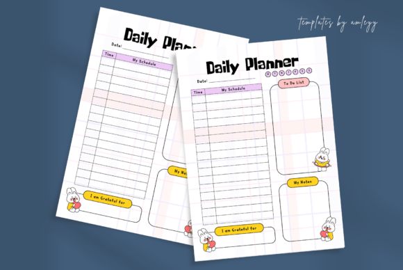 Kawaii Aesthetic Daily Planner Template Graphics