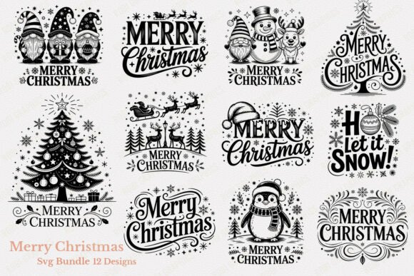 Merry Christmas SVG Collection with 12 Festive Holiday Designs