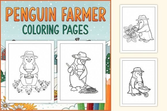 Penguin Farmer Coloring Pages