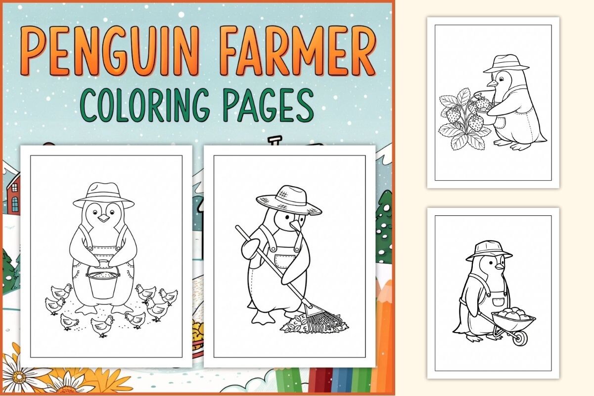 Penguin Farmer Coloring Pages