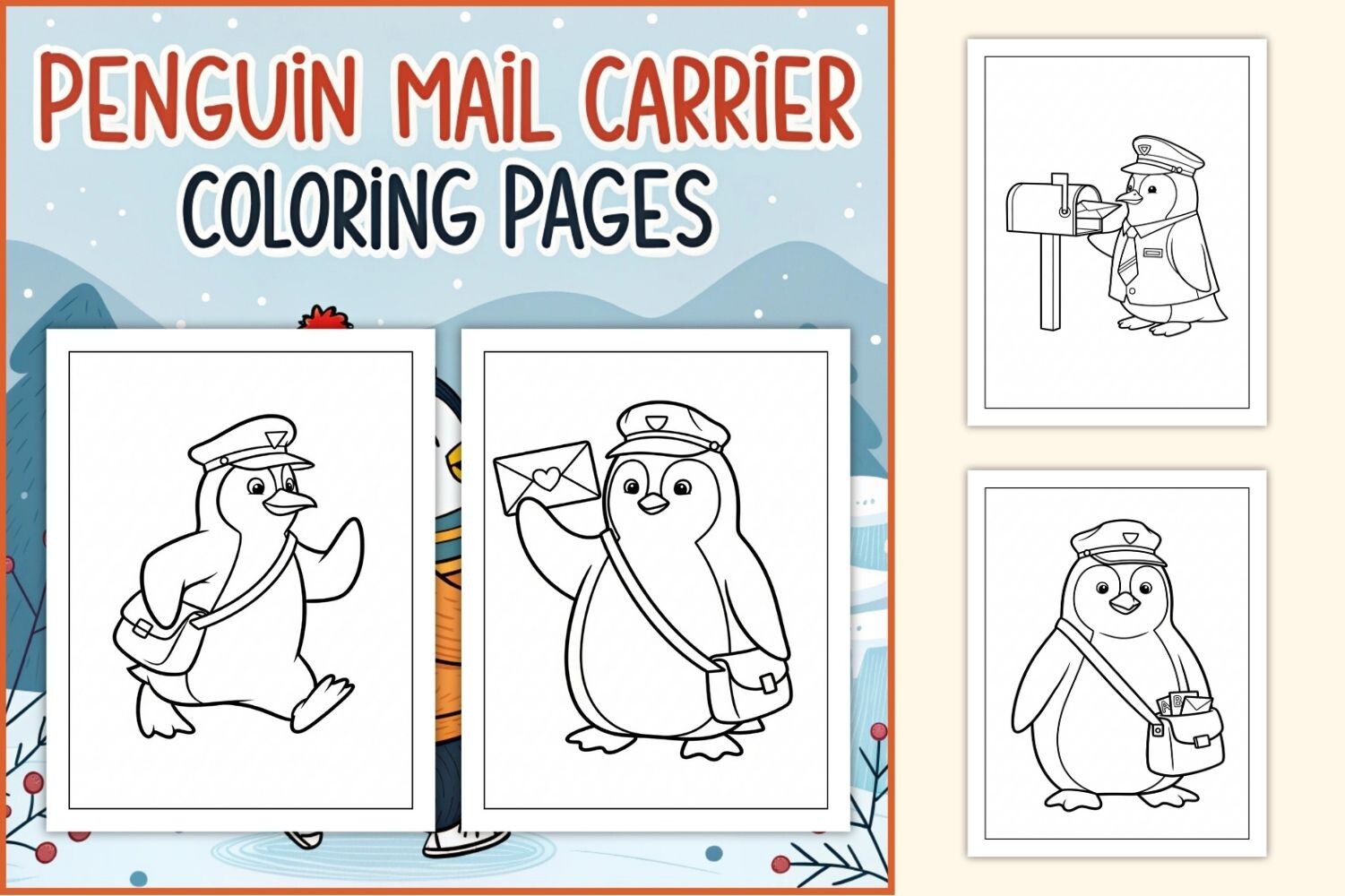 Penguin Mail Carrier Coloring Pages