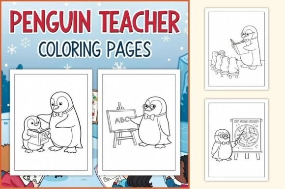 Penguin Teacher Coloring Pages for Kids