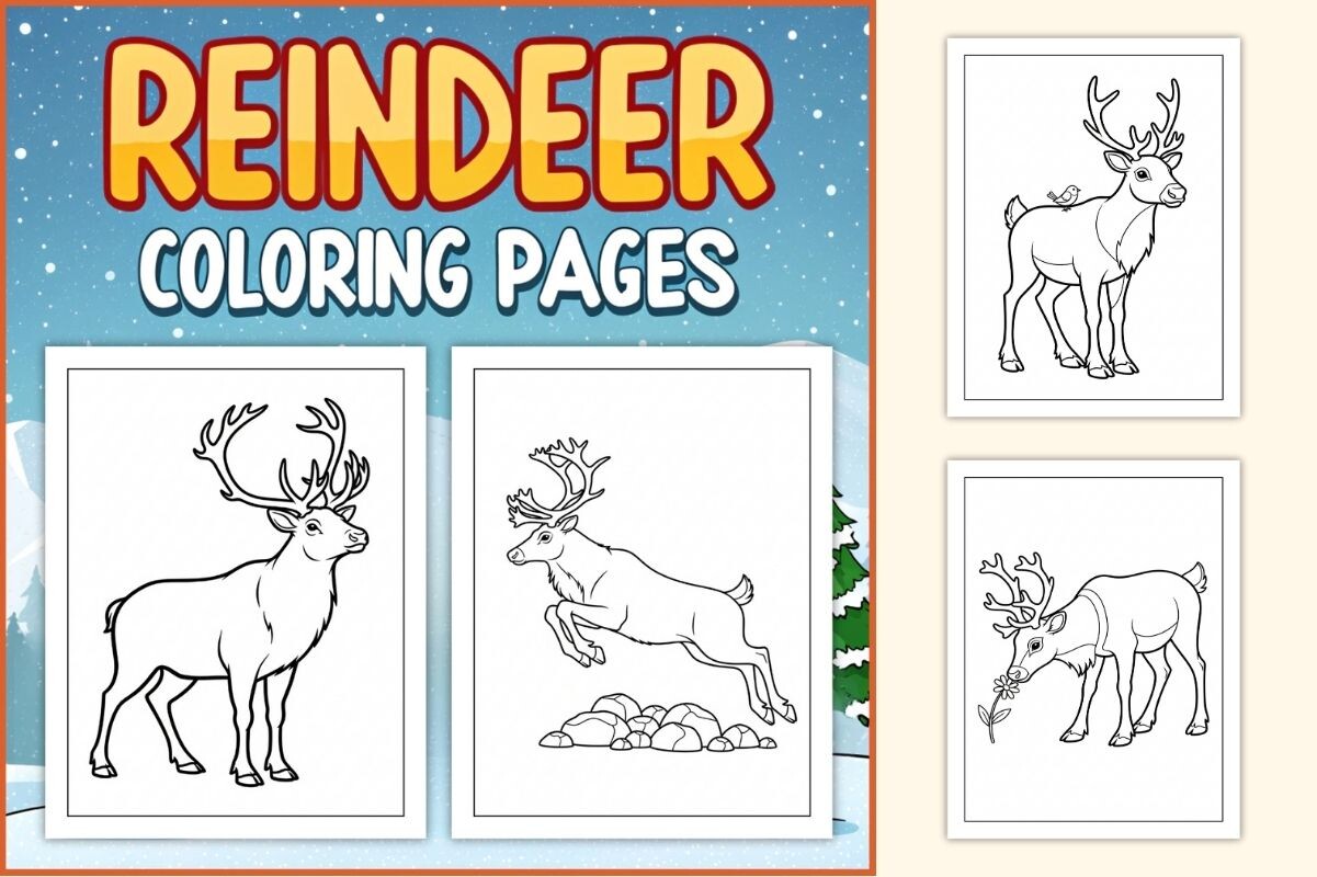 Reindeer Coloring Pages for Kids