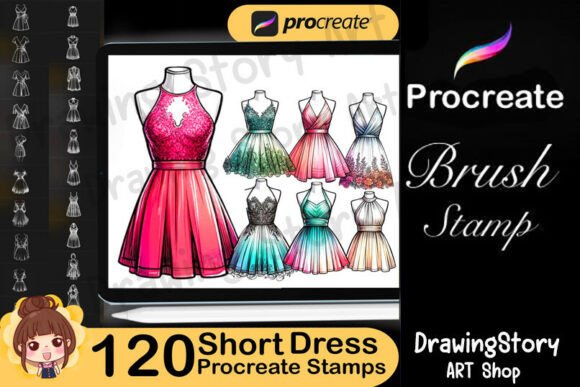 120 Short Dress Procreate Stamps