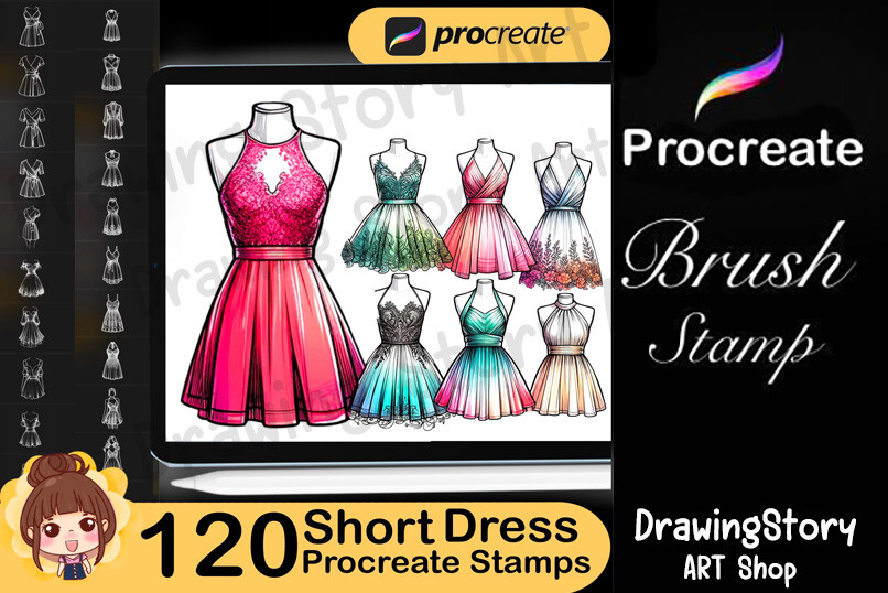 120 Short Dress Procreate Stamps