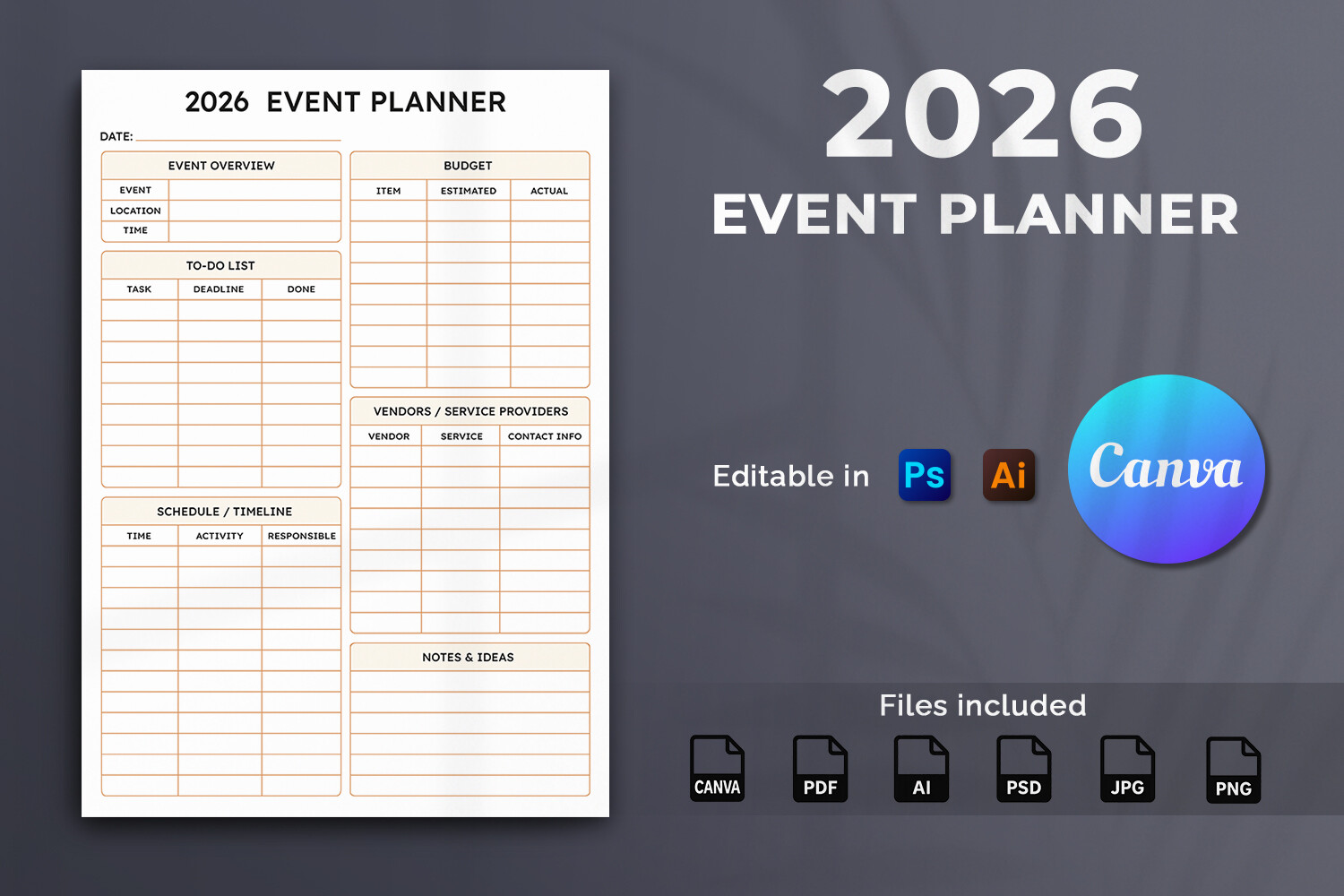 2026 Event Planner Template Graphic by Pugazh Logan · Creative Fabrica