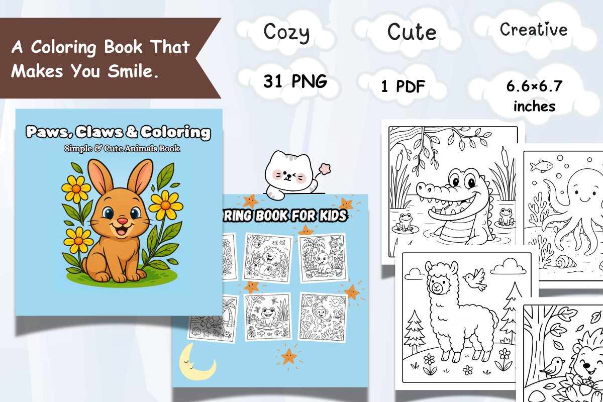 Animal Coloring Pages for Kids – 31 PNG