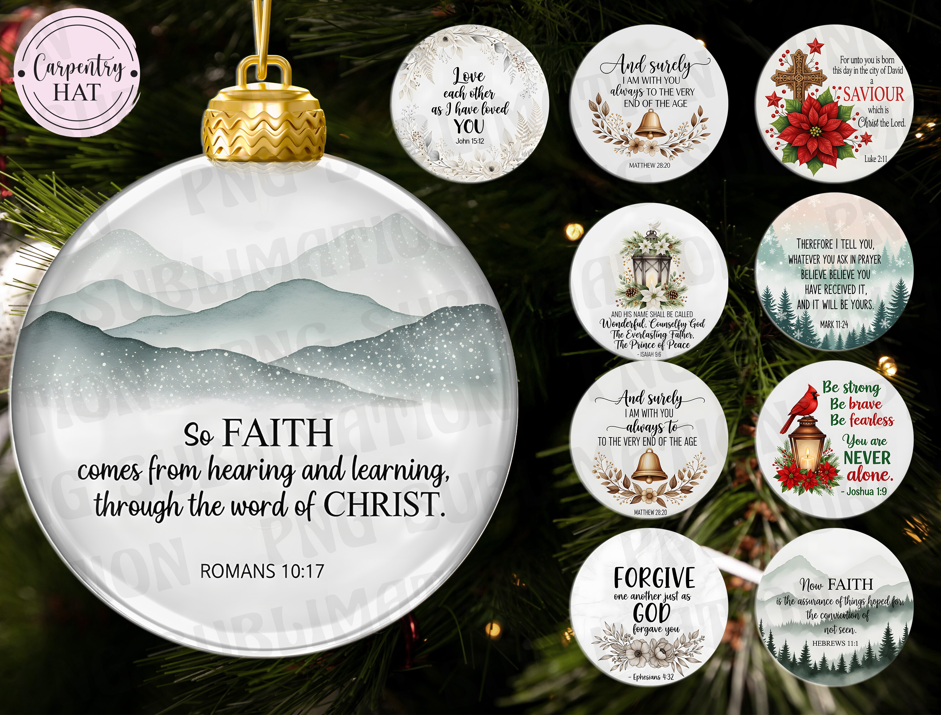 Bible Verse Ornament Bundle PNG