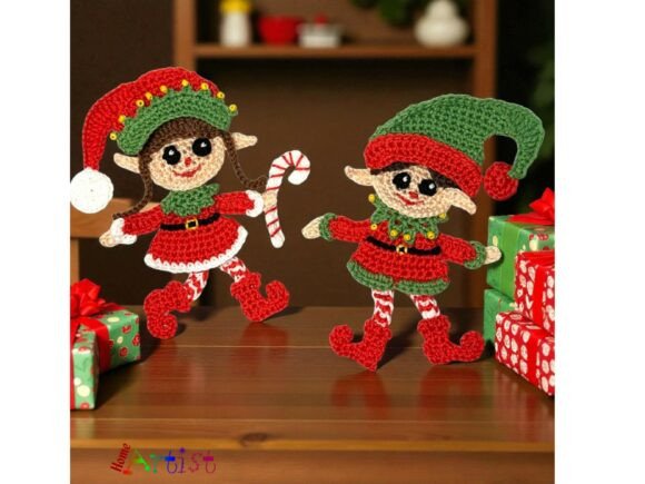 Elf Duo Crochet Applique Pattern