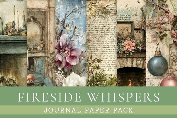Fireside Whispers Journal Paper Pack Gráfico Ilustraciones IA Por thehappyhandicrafter