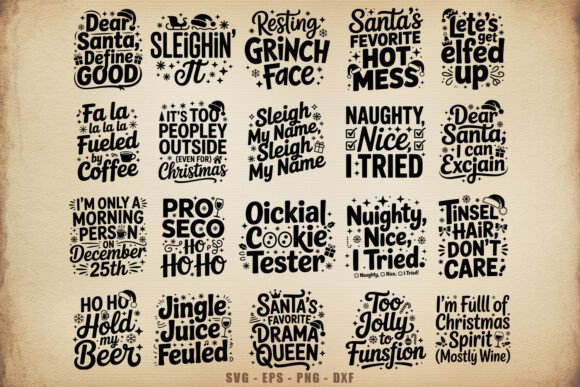 Funny Christmas Quotes SVG Bundle (Shirt Pack)