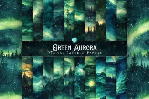 Green Aurora Pattern Papers