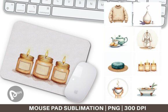 Hygge Winter Watercolor Mouse Pad Graphics