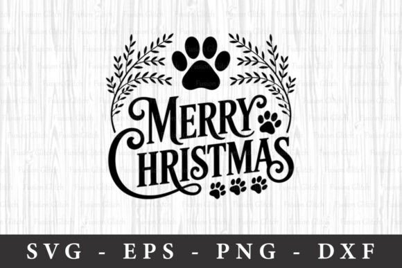 Paw Print Merry Christmas Svg Cut File