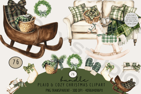 Plaid and Cozy Christmas Clipart