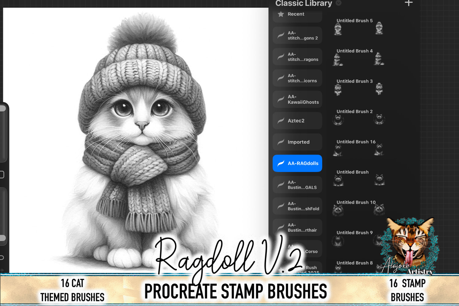 Ragdoll Cat Procreate Stamp Brushes