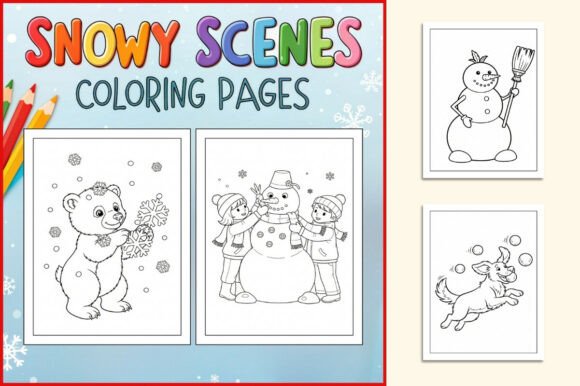Snowy Scenes Coloring Pages