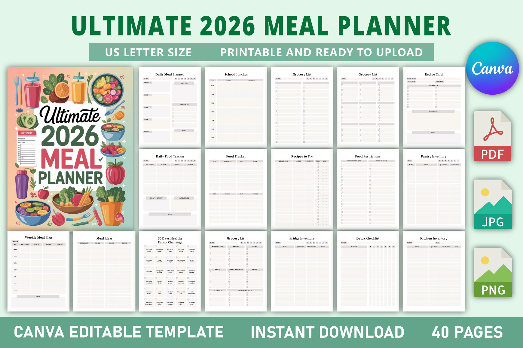 Ultimate 2026 Meal Planner KDP Interior