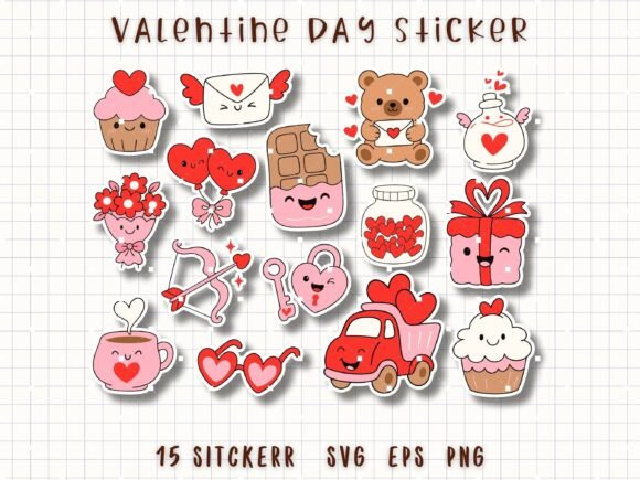 Valentine Clipart Sticker Cute Love SVG - SVG and PNG
