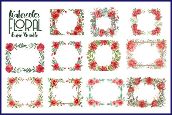 Watercolor Floral Frame Bundle