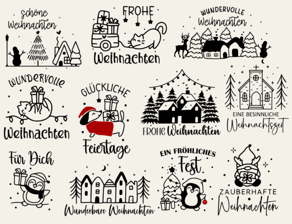 Weihnachten SVG Bundle – 11 German Christmas Designs