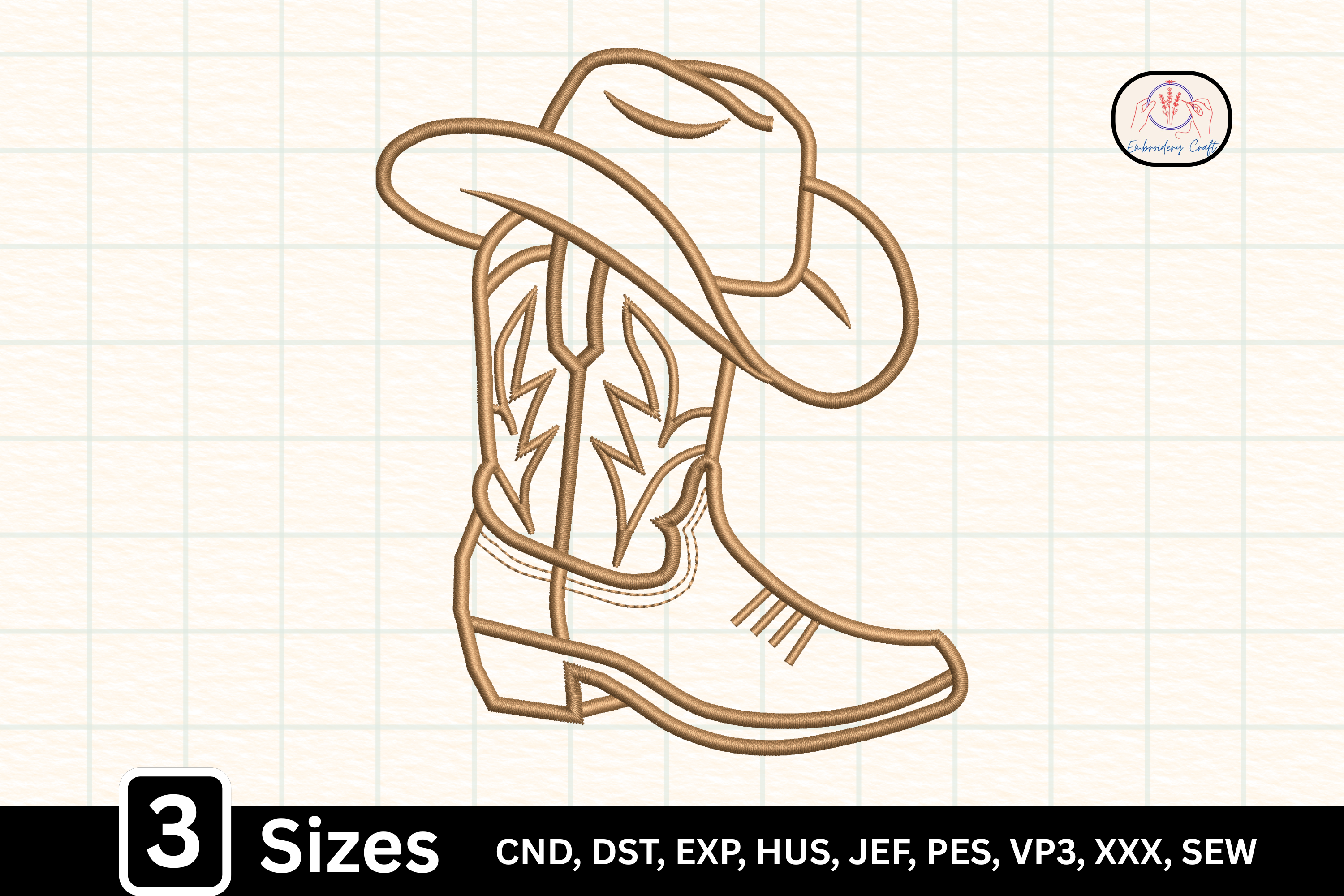 Western Country Cowboy Boot Hat Outline