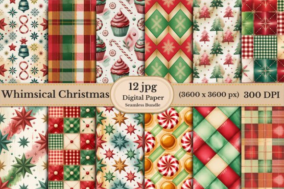 Whimsical Christmas Digital Paper Bundle