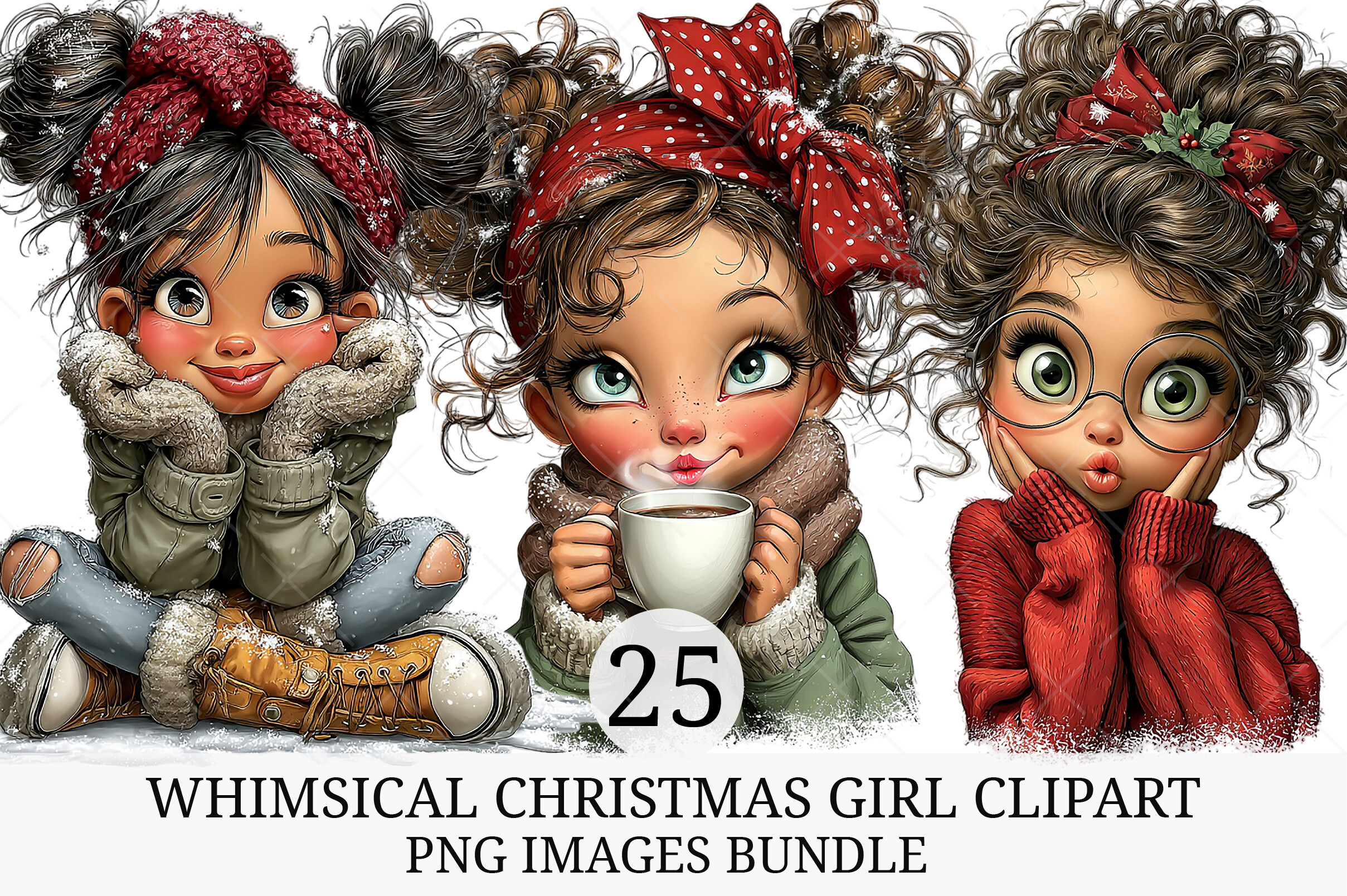 Whimsical Christmas Girl Clipart Graphic by CraftNest · Creative Fabrica