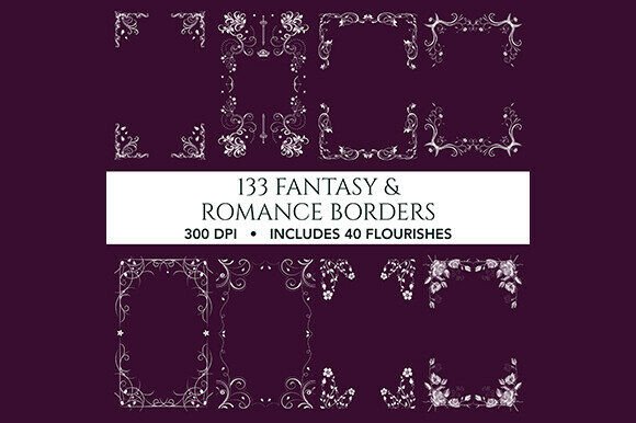 133 Fantasy Art Borders & 40 Flourishes