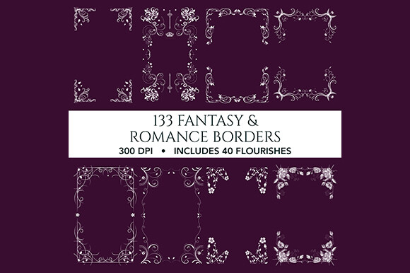 133 Fantasy Art Borders & 40 Flourishes