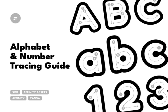 Alphabet and Number Tracing Guide – SVG