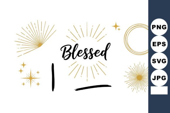 Blessed Text with Golden Sparkles and De