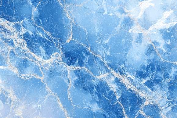 Blue Marble with Gold Glitter Texture