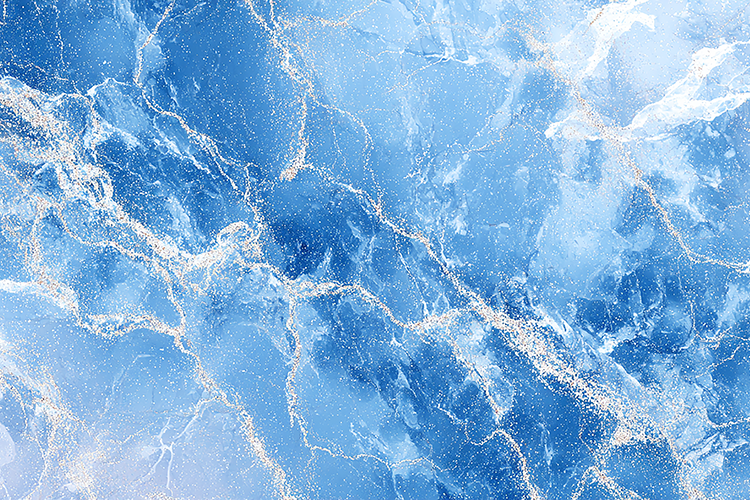 Blue Marble with Gold Glitter Texture