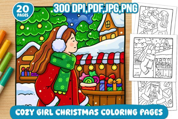 Cozy Girl Christmas Coloring Pages