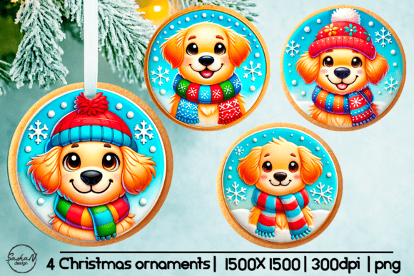 cute golden retriever christmas ornament svg for laser cut glowforge birch holiday market gift