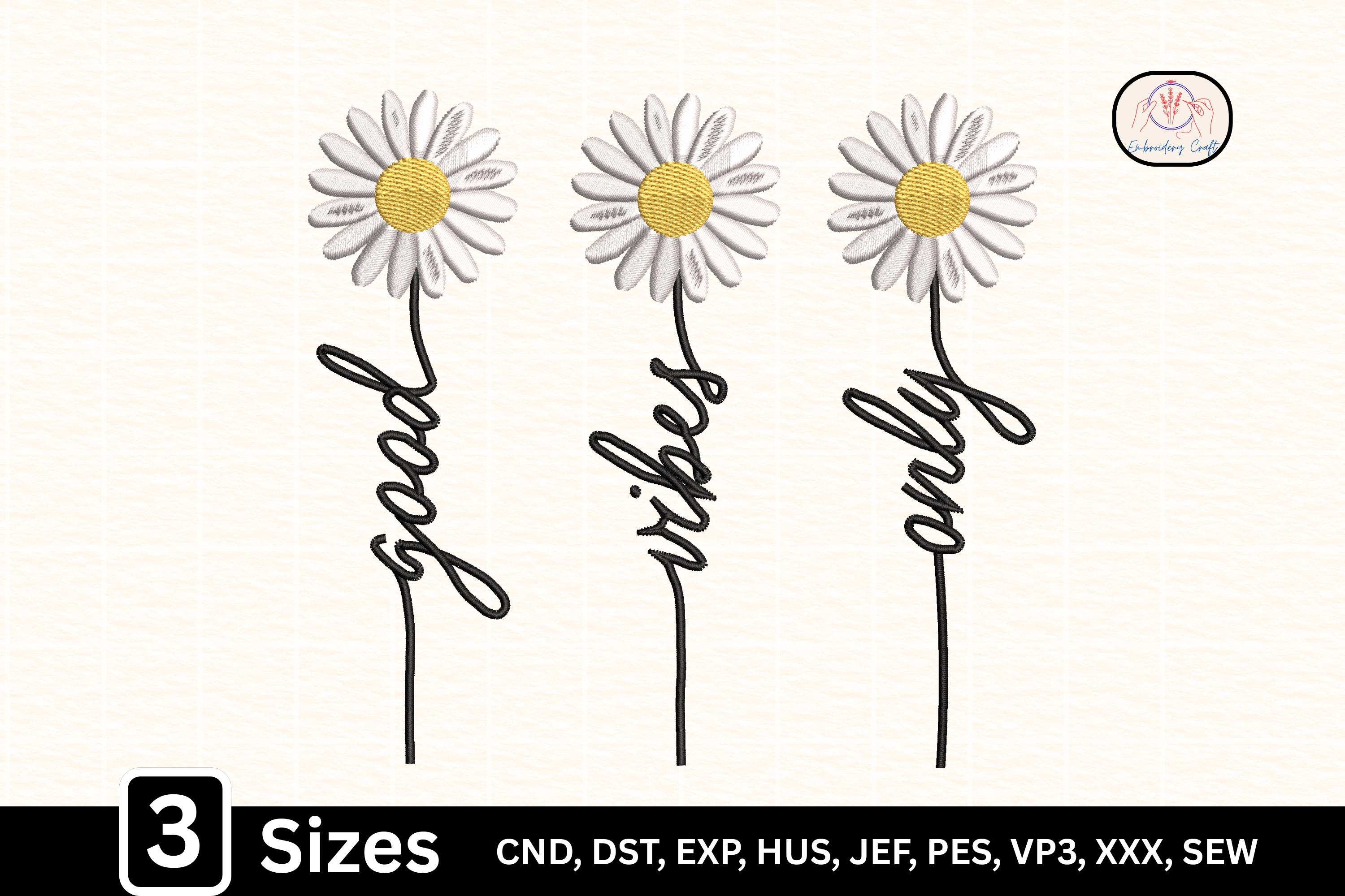 Daisy Floral Quote Good Vibes Only