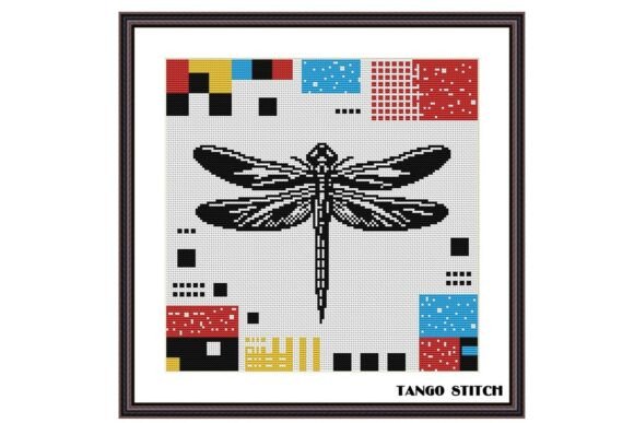 Dragonfly Silhouette Cross Stitch Art