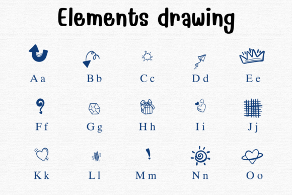 Elements Drawing Font PNG with transparent background - Preview 1