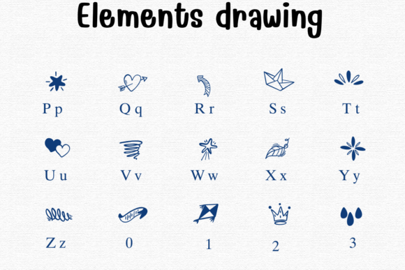 Elements Drawing Font PNG with transparent background - Preview 2
