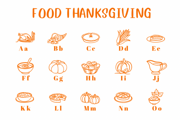 Food Thanksgiving Font PNG with transparent background - Preview 1