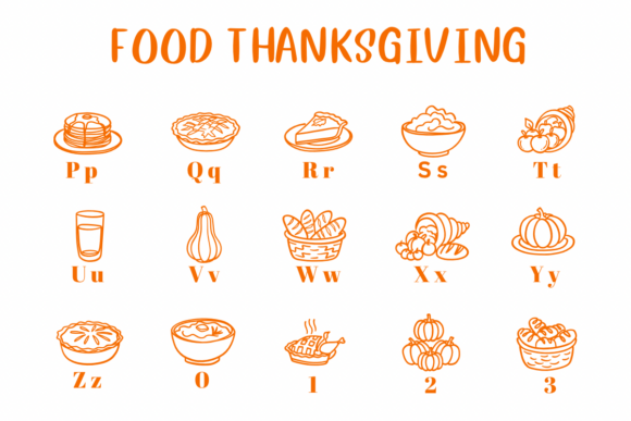 Food Thanksgiving Font PNG with transparent background - Preview 2