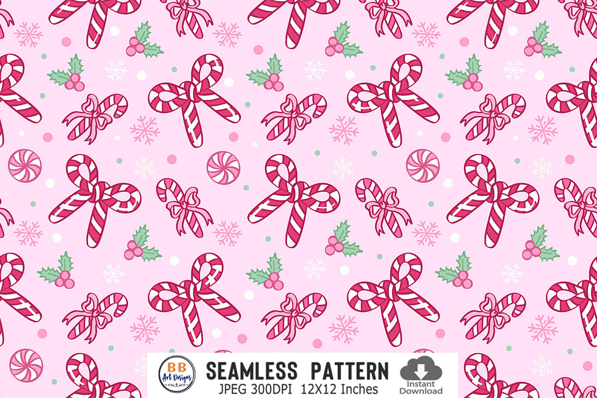 Pink Christmas Candy Pattern Paper Bow