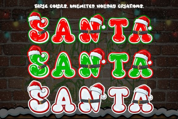 Santa Sack Color Font PNG with transparent background - Preview 1