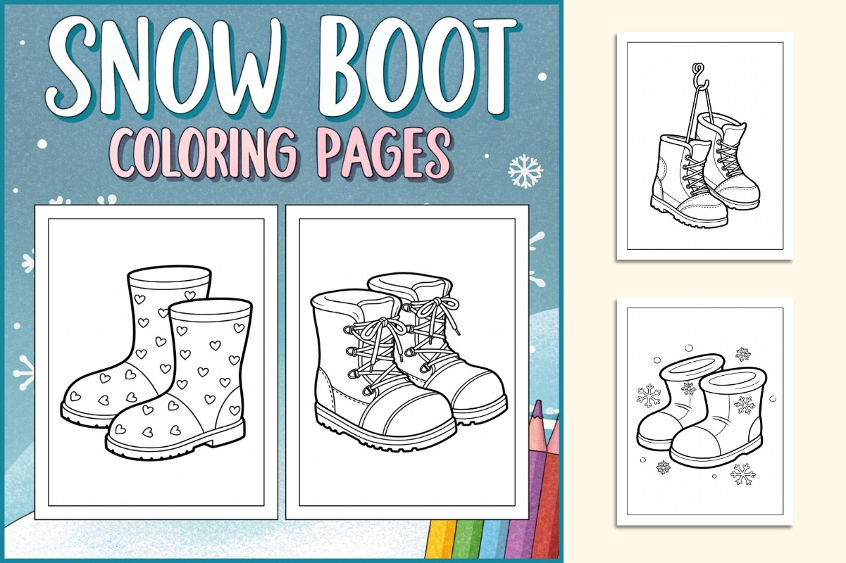 Snow Boot Coloring Pages for Kids