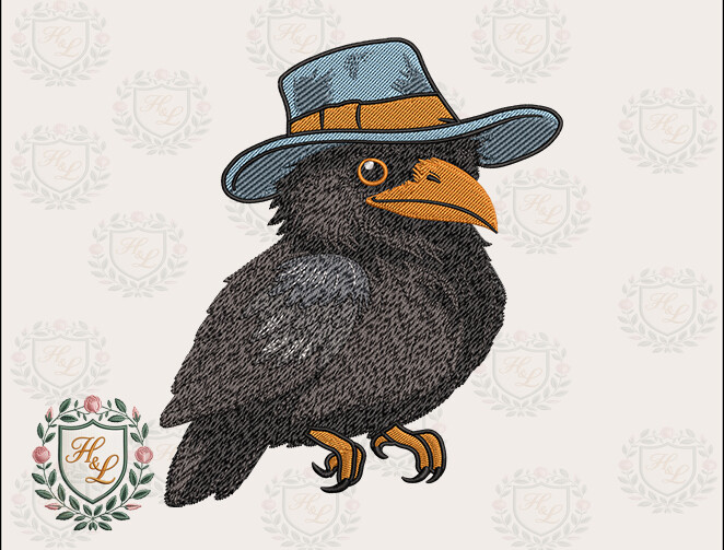 Western Cowboy Raven Embroidery Files