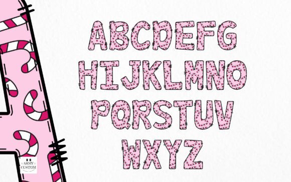 Christmas Candy Pink Font PNG with transparent background - Preview 1