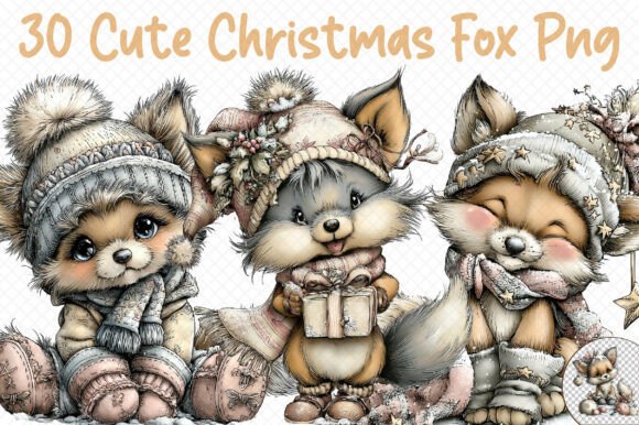 Cute Christmas Fox Png Grafica Illustrazioni AI Di BlackDogsMedia